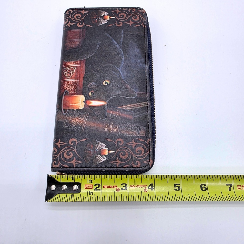 Lisa Parker The Witching Hour Black Cat Gothic Zip Around Wallet Organizer - Picture 7 of 8